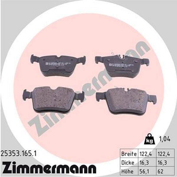 Zimmermann Brake Pad Set, 25353.165.1 25353.165.1